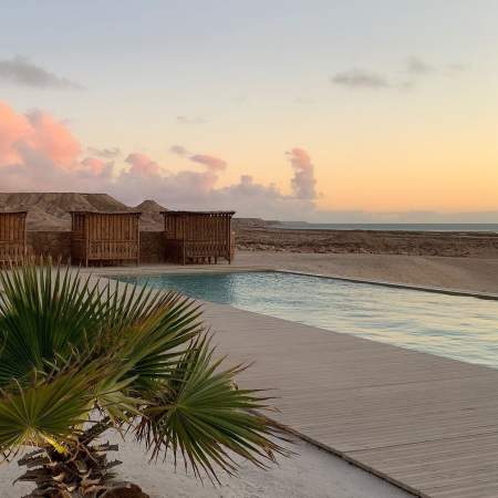 Paysage et kite surfeuse Dahkla