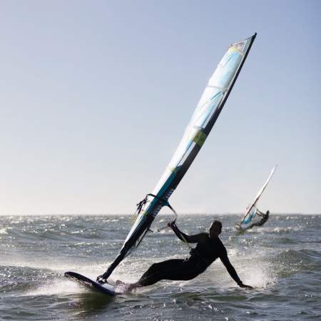 Paysage et kite surfeuse Dahkla